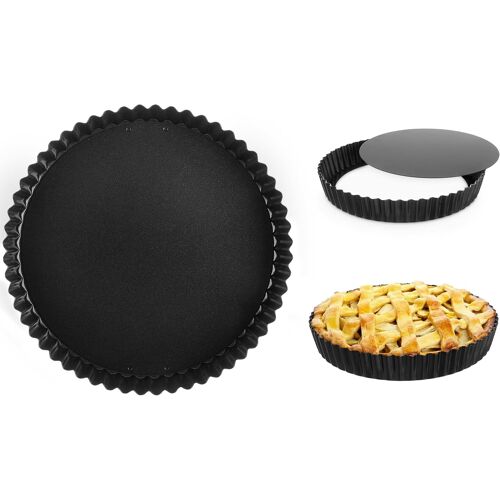 Kalanka-Moules Ronds Antiadhésifs En Acier Inoxydable Avec Fond Amovible Pour La Cuisson De Tartes Et Quiches (Lot De 2)