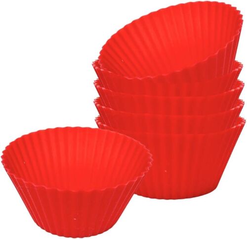 Kalanka-, Set De 6 Moules À Pâtisserie Ø 6,5 Cm, Silicone De Qualité Alimentaire, Rouge, Fabriqué En Italie, Ligne Juliette
