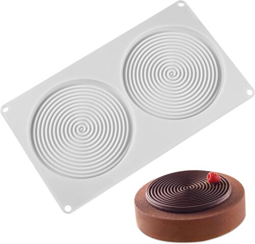 Kalanka-Moule En Silicone En Forme De Spirale - 2 Cavités - Moule À Gâteau 3d - Pour Mousse Glacée, Chocolat, Pâtisserie, Dessert - 2 Cavités En Spirale