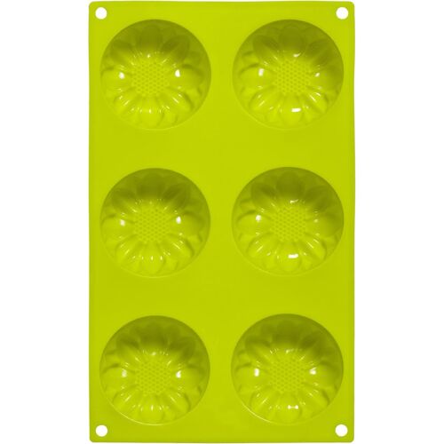 Kalanka-Housewares 0805001 Moule À Gâteau Forme Marguerite En Silicone Vert 6 Trous