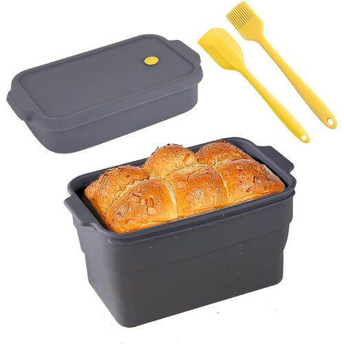 Kalanka-Moule À Pain En Silicone Avec Couvercle - Pour La Cuisson Et Le Ragoût - Moule À Pain Pliable Anti-Adhésif Et Résistant À La Chaleur - Tous Les Types De Cuisinières Avec 1 Spatule En Silicone