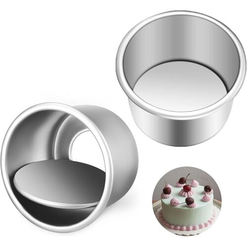 Kalanka-Lot De 2 Moules À Gâteau Ronds De 15,2 Cm En Aluminium À Fond Amovible Pour Noël, Anniversaire, Mariage, Gâteaux Sains Et Robustes, Finition Miroir Et Passe Au Lave-Vaisselle