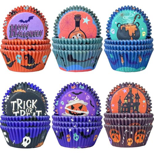 KALANKA-Allerheiligen Lot de 300 caissettes à muffins standard 6 designs Toussaint Potion magique Caissettes à muffins en papier (taille standard)