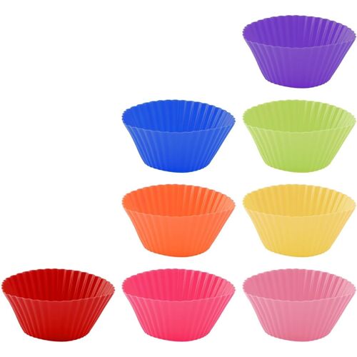 Kalanka-Vanyibro Lot De 24 Moules À Cupcakes En Silicone Réutilisables Passent Au Lave-Vaisselle Parfait Pour La Cuisson De Gâteaux, Crèmes Glacées, Puddings