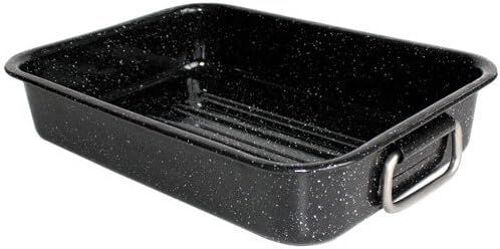 Kalanka-14721404 Kitchen Roc Plat À Four En Acier Émaillé Noir Moucheté