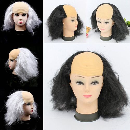 Perruques Chauve Pour Vieilles Femmes Accessoires Pour Fête D'halloween Cosplay Fournitures Pour La Mascarade Noire Grise Blanche Gadgets Pour La Fête D'halloween