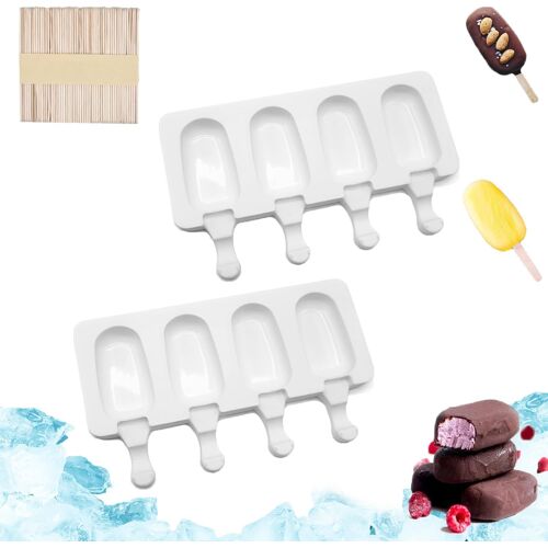Ershi-2pcs 4 Cavités Silicone Moule À Crème, Moules À Crème Glacée, Ice Cream Moules Maison Dessert, Moule À Glace En Silicone, Po[4197]