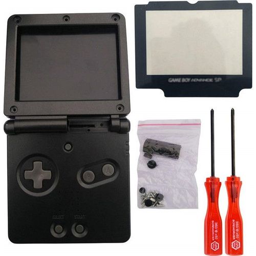 Écran Complet De Logement Shell Case Cover + Protector Partie + Croix Tournevis Réparation Pour Nintendo Gameboy Advance Gba - Noir Paquet