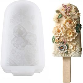 Eryi-Moules À Popsicles En Silicone Avec Motifs Floraux - Moules À Glace De Qualité Alimentaire, Réutilisables Et Sans Bpa, Moules À Dessert Faits Maison Pour Enfants Et Adultes