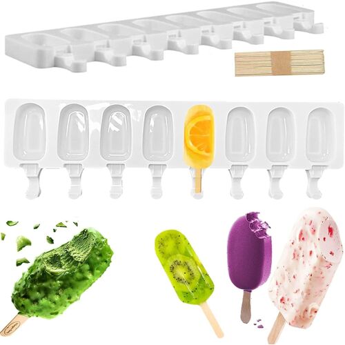 Kalanka-Silicone Moule À Crème Glacée Pop Ice Lolly Moule Maker Creative Diy Crème Glacée Bâton Chocolat Dessert Congelé Popsicle Plateau Maison Cuisine Outils Pan + 16pcs Bâtons En Bois (Grand)