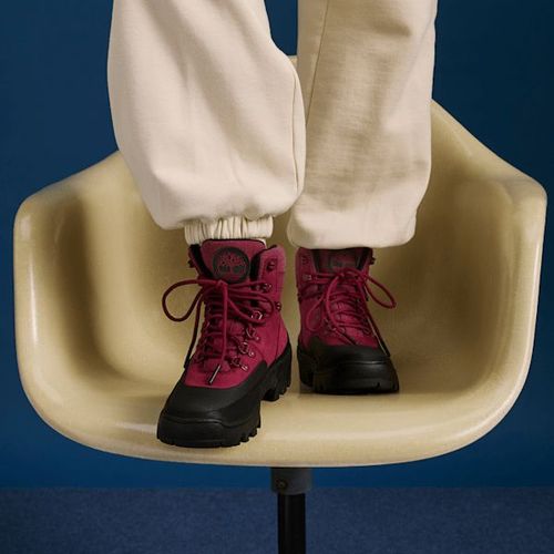 Timberland Bottine Mishaute Imperméable Lacets Vibram Pour En Rose Foncé Rose