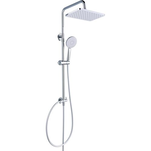 Ensemble Colonne de Douche sans Mitigeur, Colonne Douche Salle de Bain, Pommeau de Douche 30x20cm en ABS, Douchette à Main à 3 Modes, Flexible de Douche & Hauteur Réglable