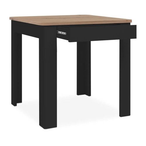 Table Oslo - Rectangulaire - 4 Personnes - 80 X 77 X 80 Cm - Noir / Chêne Artisan