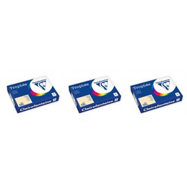Clairefontaine Lot De 3 Ramettes Papier Fsc A4 120g 250 Feuilles Chamois