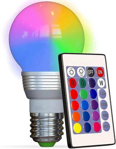 Ampoule Led À Changement De Couleur Ampoule Avec Télécommande (Pack De 4)16 Choix De Couleurs Différents En Mode Lisse, Flash Ou Stroboscopique - Qualité Premium Et Énergie