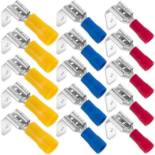 Kit de connecteurs à fourche semi-isolés, 15 pièces, 22-10 AWG Femelle/Mâle Bornes à sertir de câble