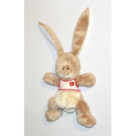 Doudou Lapin Trudi Maillot Pomme Peluche Lapin Beige Marron 23 Cm