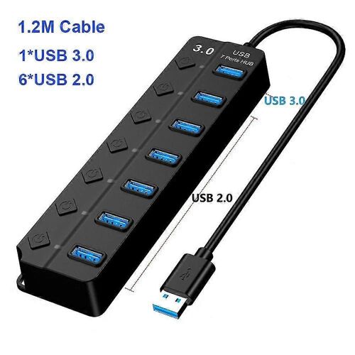 7-EN-1 USB 3.0 HUB 5Gbps Haute Vitesse USB Station d'accueil Extender USB HUB USB Splitter avec contrôle de commutation pour ordinateur portable Macbook pro