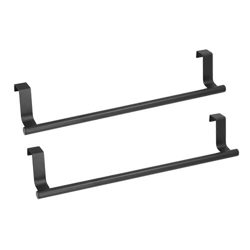 2 Pcs Porte-serviettes Noir Hangable Punch Free Nail Free Cabinet Door Porte-serviettes pour la maison Hotel36CM