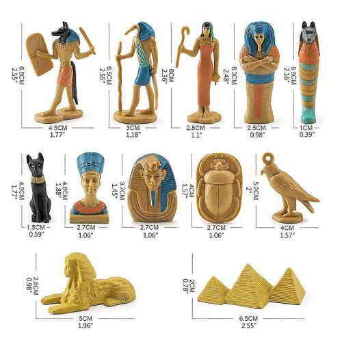 12 Pcs Égypte Ancienne Egypte Egypte Dieu Déesse Figurines Set Pvc Miniature Statues Set