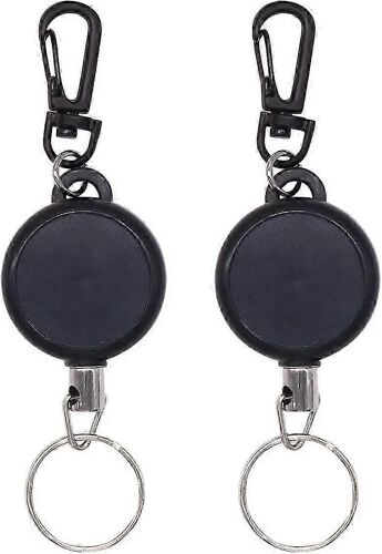 2 Pack 60cm Porte-Clés Télescopique Longe Télescopique Heavy Duty Spring Ripstop Noir