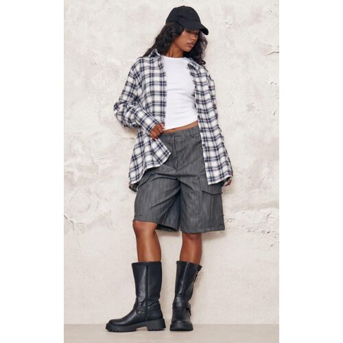 Chemise Oversize En Flanelle Blanche À Carreaux, Blanc