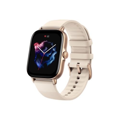 Amazfit GTS 3 - Montre connectée avec bracelet - silicone - blanc ivoire - taille du poignet : 155-218 mm - affichage 1.75" - Bluetooth - 24.4 g