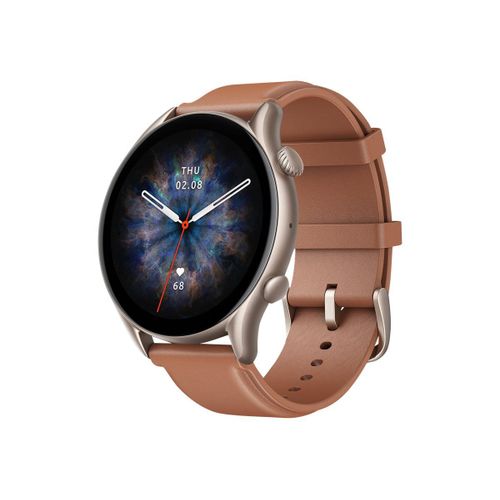 Amazfit Gtr 3 Pro - Montre Connectée Avec Bracelet - Cuir - Brun - Taille Du Poignet : 155-218 Mm - Affichage 1.45" - Wi-Fi, Bluetooth - 32 G