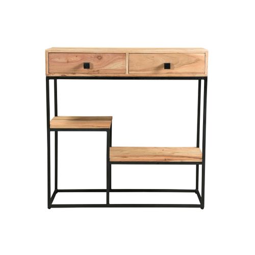 Console 2 Tiroirs En Acacia Massif Et Métal L80 Cm Grenelle