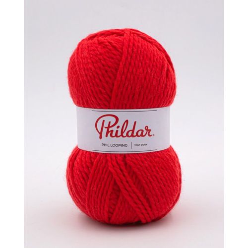 Pelote De Laine À Tricoter Phil Looping - 100 Gr - Phildar - Certifié Oeko-Tex. Color : Rouge Passion