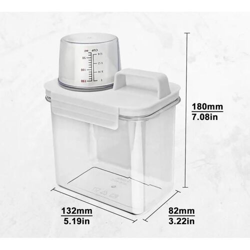 Boîte de rangement pour poudre à laver, distributeur de détergent hermétique avec verre doseur 1800 ml
