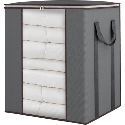 Kalanka-Sac De Rangement Extra Large De 120 L Avec Poignées Renforcées, Respirant, Pour Couettes, Literie, Oreillers, Draps (Gris, 1 Pièce)