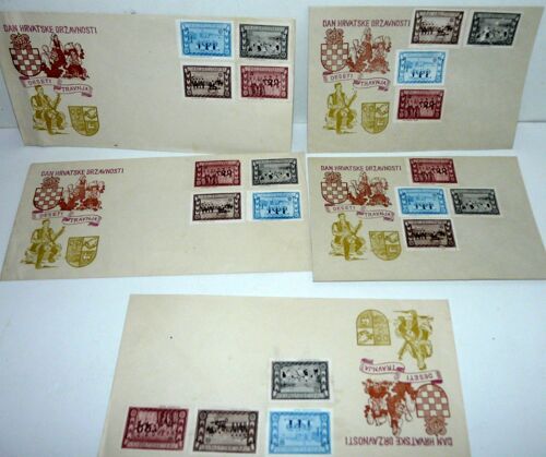 Lot De 5 Enveloppes Timbrées Croatie Fête Nationale