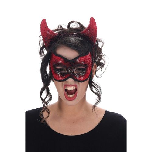 Set Serre-Tête Cornes Masque Diablesse