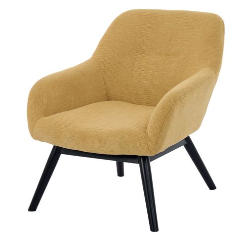 Malmo-Fauteuil En Tisssu Softcellar Safran Et Bois Noir