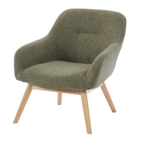 Malmo-Fauteuil En Tisssu Softcellar Sauge Et Bois Naturel