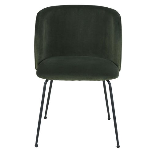 Chaise En Velours Vert Kaki Et Acier Noir