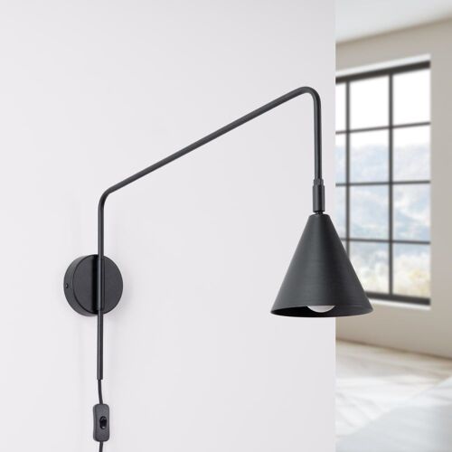 Applique Acier Noir H 30 Cm