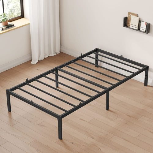 Cadre De Lit Simple 90 X 190 Cm Moderne Montage Facile Noir Mat