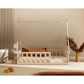 Lit Tipi Au Sol 70 X 140 En Bois Hêtre Brut