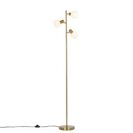 Lampadaire Doré Verre Opale 3 Lumières Orientable