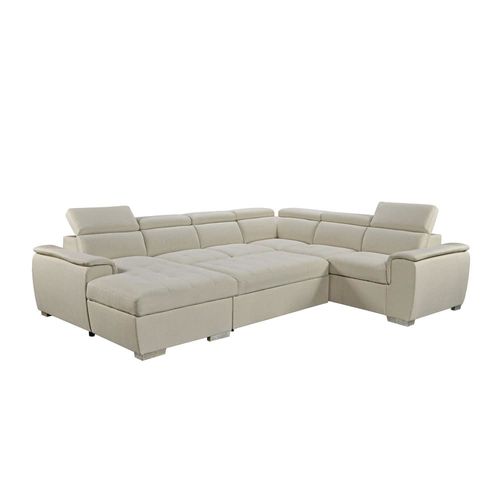 Canapé Panoramique 6 Places En Tissu Beige