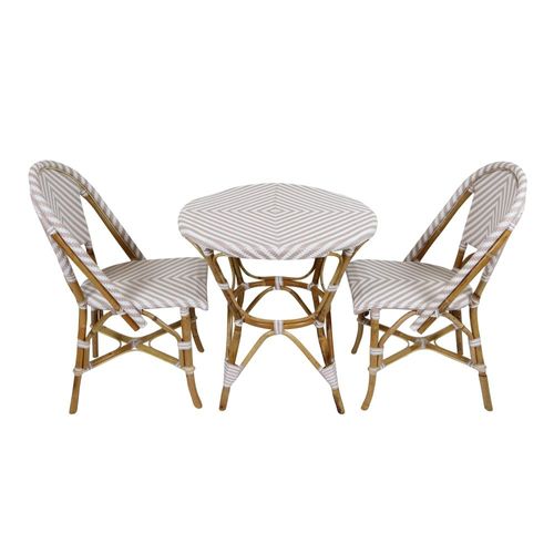 Table Bistrot Avec 2 Chaises, Rotin, Marron