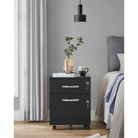 Caisson De Bureau 2 Tiroirs Avec Roulettes Effet Bois Blanc