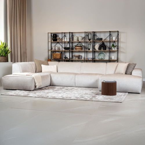 Canapé Panoramique 8 Places En Tissu Beige