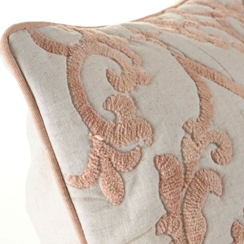 Taie D'oreiller Carré Brodé Rose 50x50x1cm