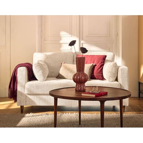 Canapé Droit 2 Places En Velours Texturé Beige