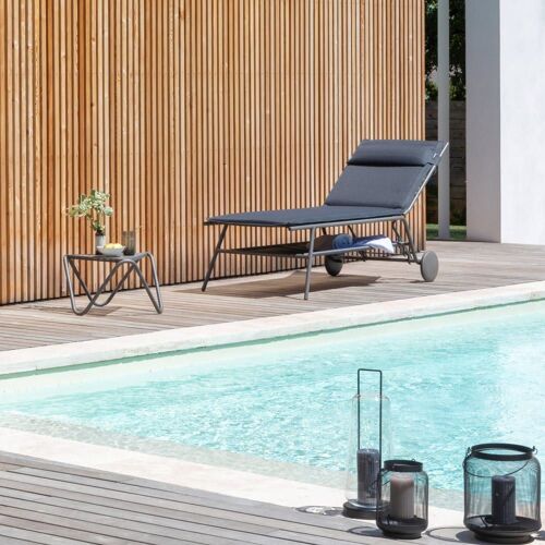 Bain De Soleil Matelassé Haut En Acier Gris L186xl80xh90
