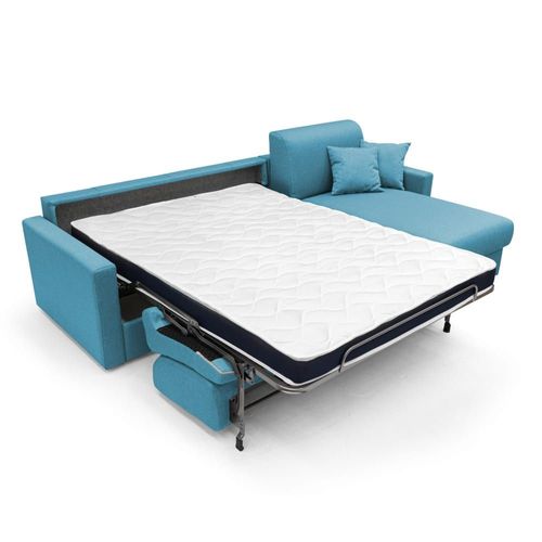 Canapé D'angle En Tissu Imperméable 248 Cm Droit Bleu Ciel