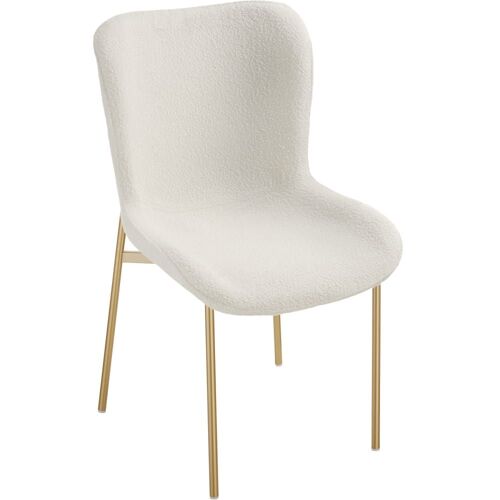 Chaise de salle à manger rembourrée ergonomique tissu bouclette blanc